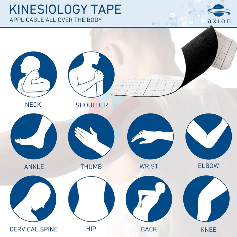 Axion Kinesiology Tapes PRECUT Black Beige | 50 Pre-Cut Sport Tape Strips 10x2 in | Waterproof • Skin-Friendly • Elastic | Kinesiology Tapes Ideal for Sports - Image 3